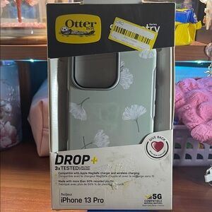 OtterBox iPhone 13 Pro Case - Mint Green with White Floral
